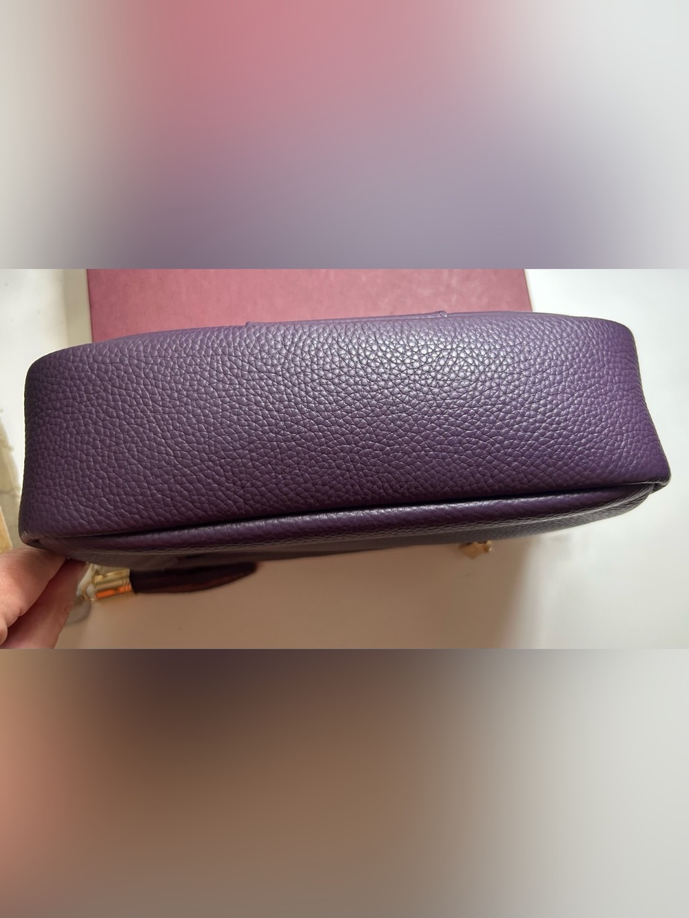 Pom Pom London City leather crossbody bag purple nightshade *flaw* - Picture 3 of 12